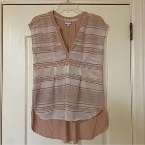 Anthropologie Sleeveless Blouse in Pink and Cream